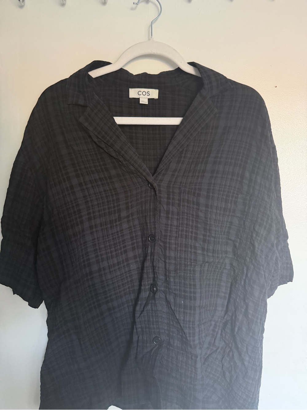 COS Women’s Black Plaid Short-Sleeve Shirt